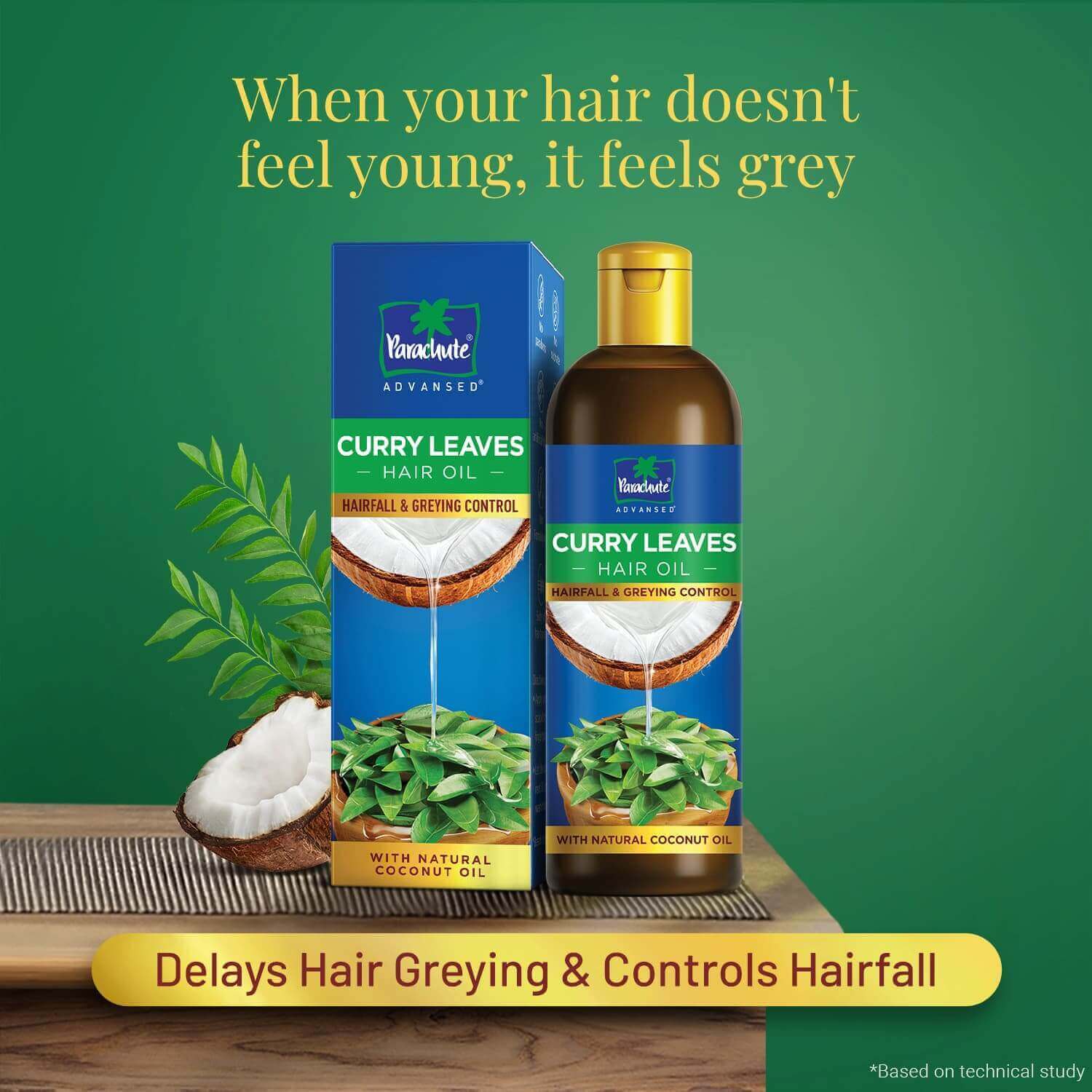Parachute Advansed Curry Leaves Hair Oil Delays Hair Greying & Controls Hairfall 