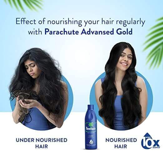 Parachute Advansed Gold Coconut Hair - Before After Image
