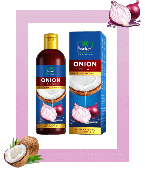 A bottle of Parachute Advansed Onion hair oil